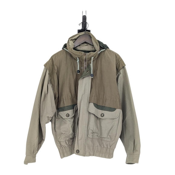 Men's Fog Colorblock Windbreaker Utility Bomber Jacket Green M military outdoor - Picture 1 of 12